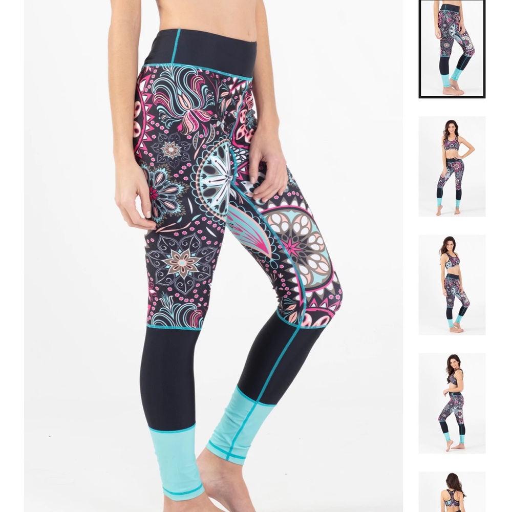 Wave Life women XS Paisley park black blue leggings sun protection water sport